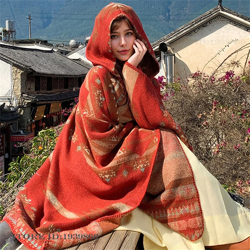 Winter Clothing Stores - Hooded Warmth Scarf Shawl Capes New