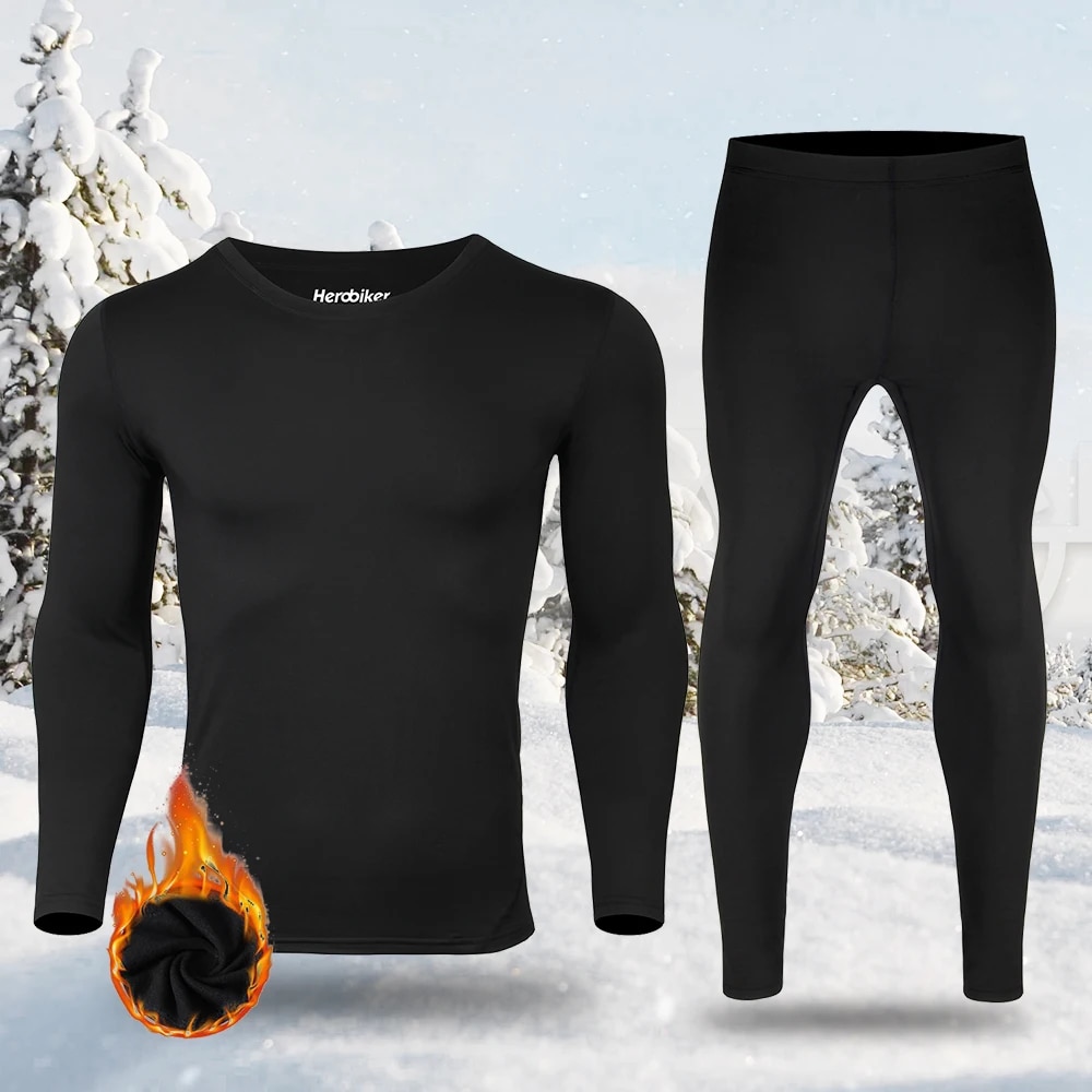 Thermal Base Layer - Men's Fleece Lined Thermal Underwear Set
