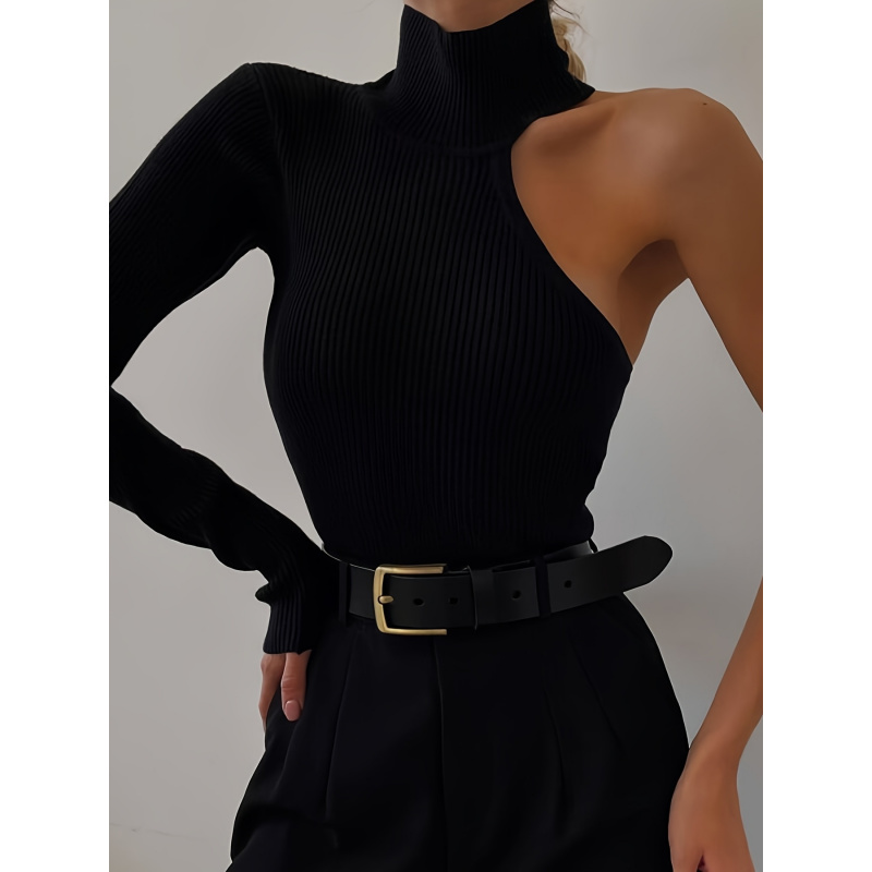 Solid Asymmetric One Shoulder  - đánh giá và giá Winter Clothing For Woman