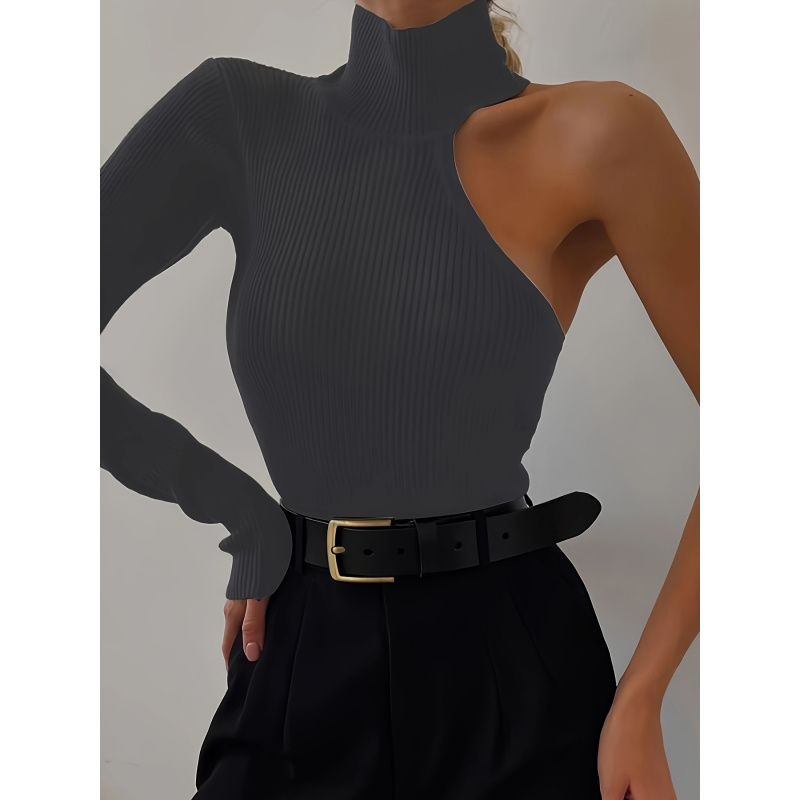 Solid Asymmetric One Shoulder  - đánh giá và giá Winter Clothing For Woman