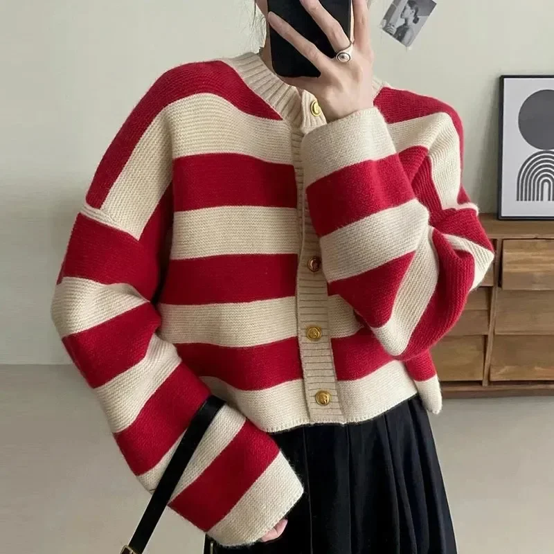 Cropped Cardigan Women Striped - đánh giá và giá Winter Clothing Sales