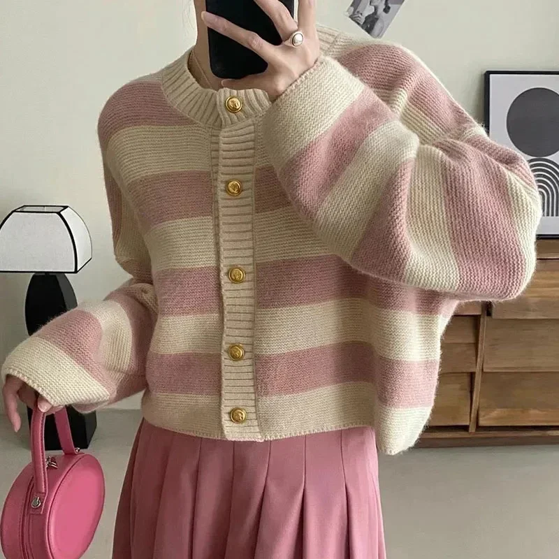 Cropped Cardigan Women Striped - đánh giá và giá Winter Clothing Sales