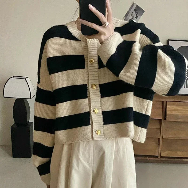 Cropped Cardigan Women Striped - đánh giá và giá Winter Clothing Sales