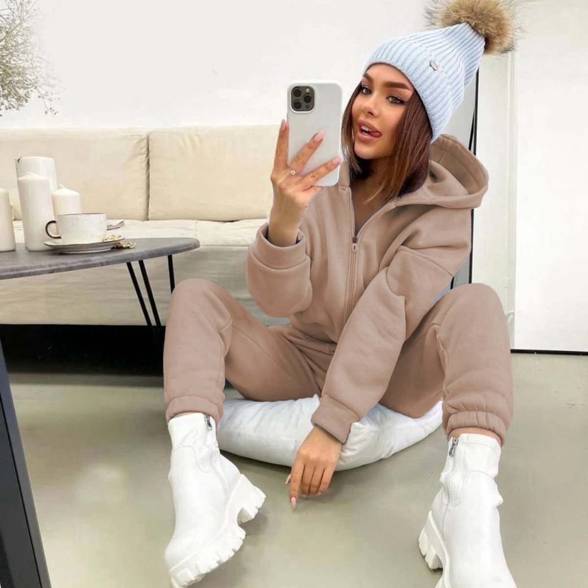 Zipper Hooded Coat Pants Sets  - đánh giá và giá Winter Clothing Sales